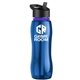 a blue bottle & black lid & violet accent collar slim grip - 25 oz tritan(tm) bottle with flip straw lid and accent collar