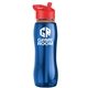 a blue bottle & red lid & orange accent collar slim grip - 25 oz tritan(tm) bottle with flip straw lid and accent collar