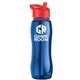 a blue bottle & red lid & red accent collar slim grip - 25 oz tritan(tm) bottle with flip straw lid and accent collar