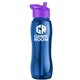 a blue bottle & violet lid & blue accent collar slim grip - 25 oz tritan(tm) bottle with flip straw lid and accent collar