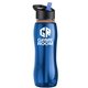 a blue bottle & black w/ blue spout lid & orange accent collar slim grip - 25 oz tritan(tm) bottle with flip straw lid and accent collar