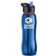 a blue bottle & black w/ blue spout lid & red accent collar slim grip - 25 oz tritan(tm) bottle with flip straw lid and accent collar