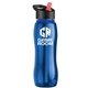 a blue bottle & black w/ red spout lid & blue accent collar slim grip - 25 oz tritan(tm) bottle with flip straw lid and accent collar