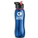 a blue bottle & black w/ red spout lid & red accent collar slim grip - 25 oz tritan(tm) bottle with flip straw lid and accent collar