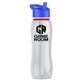 a clear bottle & blue lid & red accent collar slim grip - 25 oz tritan(tm) bottle with flip straw lid and accent collar