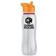 a clear bottle & orange lid & red accent collar slim grip - 25 oz tritan(tm) bottle with flip straw lid and accent collar