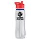 a clear bottle & red lid & blue accent collar slim grip - 25 oz tritan(tm) bottle with flip straw lid and accent collar