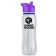 a clear bottle & violet lid & blue accent collar slim grip - 25 oz tritan(tm) bottle with flip straw lid and accent collar