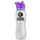 a clear bottle & violet lid & green accent collar slim grip - 25 oz tritan(tm) bottle with flip straw lid and accent collar