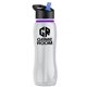 a clear bottle & black w/ blue spout lid & violet accent collar slim grip - 25 oz tritan(tm) bottle with flip straw lid and accent collar