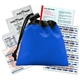 aerial view a royal blue cinch pouch first aid kit - 11 piece, image 1 of 2