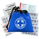 aerial view a royal blue cinch tote first aid kit, image 1 of 2