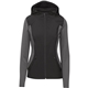 aerial view a black ladies eclipse hooded soft shell jacket, image 1 of 5