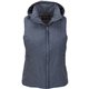 aerial view a denim blue ladies jupiter puffer hoodie vest, image 1 of 2