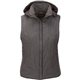 aerial view a charcoal ladies jupiter puffer hoodie vest, image 1 of 2