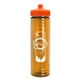 aerial view a orange lid & transparent orange bottle 24 oz slim fit water bottle with push - pull lid, image 1 of 2