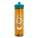a teal lid & transparent orange bottle 24 oz slim fit water bottle with push - pull lid