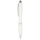 aerial view a pearl white curvy stylus twist pen - metallic, image 1 of 2
