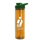a green lid & transparent orange bottle 24 oz slim fit halcyon water bottles with drink - thru lid