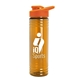 aerial view a orange lid & transparent orange bottle 24 oz slim fit halcyon water bottles with drink - thru lid, image 1 of 2