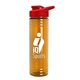 a red lid & transparent orange bottle 24 oz slim fit halcyon water bottles with drink - thru lid