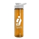 aerial view a white lid & transparent orange bottle 24 oz slim fit halcyon water bottles with drink - thru lid, image 1 of 2