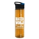 a black with blue flip tab lid & transparent orange bottle 24 oz slim fit water bottles with pop - up sip lid