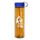 a blue lid & transparent orange bottle 24 oz slim fit water bottle with tethered lid