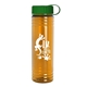 a green lid & transparent orange bottle 24 oz slim fit water bottle with tethered lid