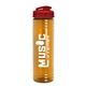 a translucent red lid & transparent orange bottle 24 oz slim fit water bottle with flip lid
