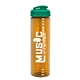 a translucent teal lid & transparent orange bottle 24 oz slim fit water bottle with flip lid