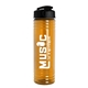 aerial view a black lid & transparent orange bottle 24 oz slim fit water bottle with flip lid, image 1 of 2