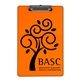 aerial view a transparent orange low profile clipboard, image 1 of 2
