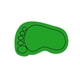 a lime green foot - shaped rubber jar opener