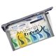 a clear/gray/blue travel hygiene kit