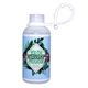aerial view a frosted bottle & frosted cap 3 oz gel sanitizer with lanyard , full color digital, image 1 of 3