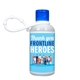 a frosted bottle & trans blue cap 3 oz gel sanitizer with lanyard , full color digital