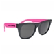 aerial view a black frame with pink trim vibrant sunglasses with black frame, image 1 of 2
