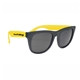 aerial view a black frame with yellow trim vibrant sunglasses with black frame, image 1 of 2
