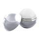 aerial view a metallic silver metallic finish round lip balm, image 1 of 3