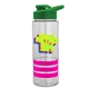 a clear bottle & green lid & hot pink grip sergeant stripe - 24 oz tritan(tm) bottle with drink thru lid, stripe bands, and digital imprint