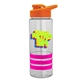 a clear bottle & orange lid & hot pink grip sergeant stripe - 24 oz tritan(tm) bottle with drink thru lid, stripe bands, and digital imprint