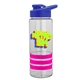 a clear bottle & blue lid & hot pink grip sergeant stripe - 24 oz tritan(tm) bottle with drink thru lid, stripe bands, and digital imprint