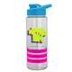 a clear bottle & cyan lid & hot pink grip sergeant stripe - 24 oz tritan(tm) bottle with drink thru lid, stripe bands, and digital imprint