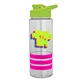 a clear bottle & lime-green lid & hot pink grip sergeant stripe - 24 oz tritan(tm) bottle with drink thru lid, stripe bands, and digital imprint