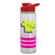 a clear bottle & red lid & hot pink grip sergeant stripe - 24 oz tritan(tm) bottle with drink thru lid, stripe bands, and digital imprint