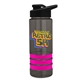 a smoke bottle & black lid & hot pink grip sergeant stripe - 24 oz tritan(tm) bottle with drink thru lid, stripe bands, and digital imprint