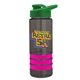a smoke bottle & green lid & hot pink grip sergeant stripe - 24 oz tritan(tm) bottle with drink thru lid, stripe bands, and digital imprint