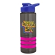 a smoke bottle & blue lid & hot pink grip sergeant stripe - 24 oz tritan(tm) bottle with drink thru lid, stripe bands, and digital imprint