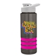 a smoke bottle & white lid & hot pink grip sergeant stripe - 24 oz tritan(tm) bottle with drink thru lid, stripe bands, and digital imprint